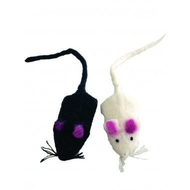 Marionetas de dedo de los ratoncitos blanco y negro de lana