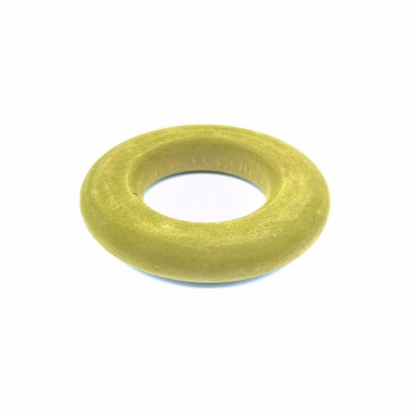 Donut de madera amarillo de 9 cm de diámetro