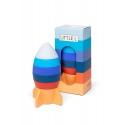 Cohete de silicona apilable azul y naranja