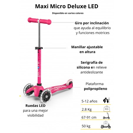 Patinete Para Niños Con Luces En Ruedas - Maxi Scooter (rosa